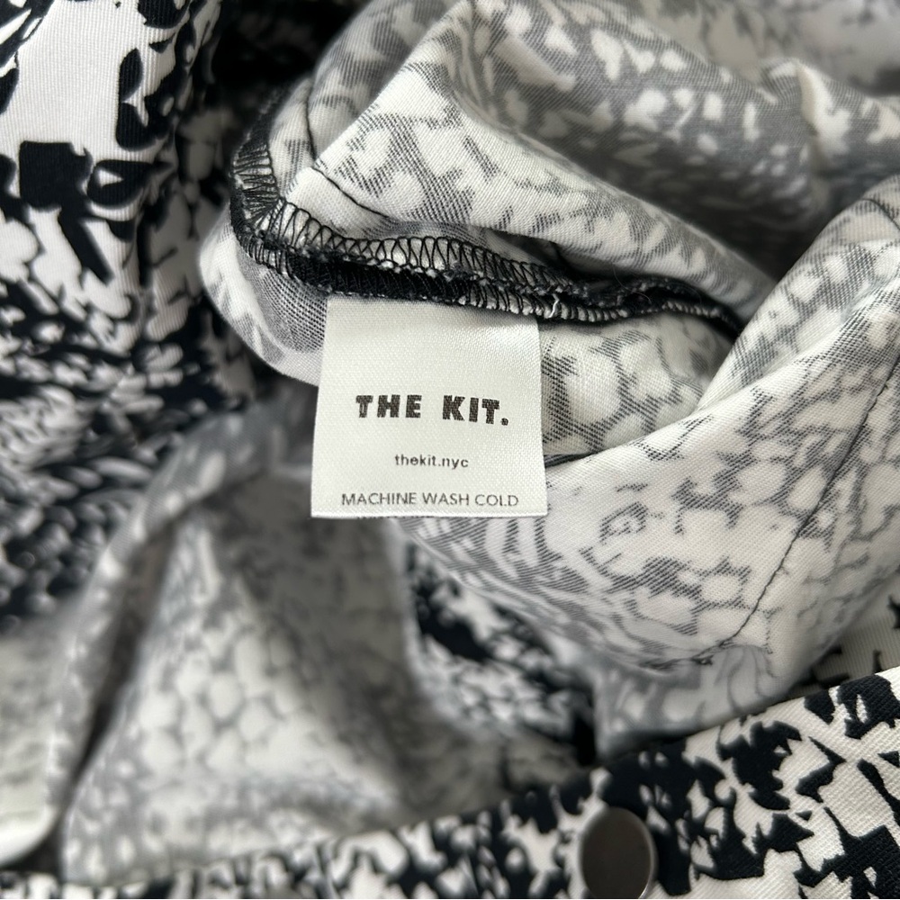 The Kit Black White Patterned Alex Jumpsuit Cropped Long Sleeve Size Medium Fall - Picture 4 of 12